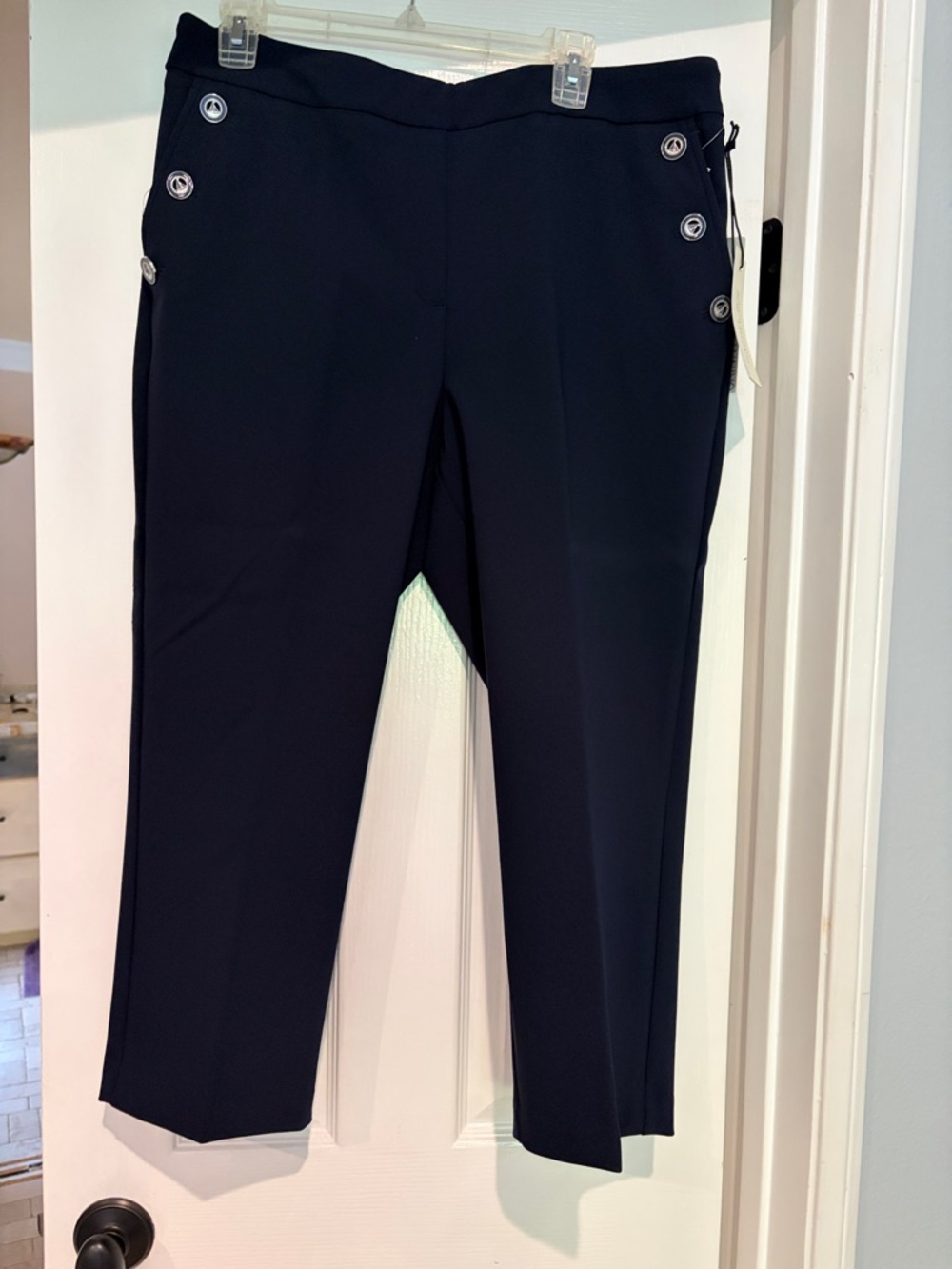 NWT Rachel Zoe Hi-Rise Slim Leg Crop Pants. Size 14. Color: Navy Blue